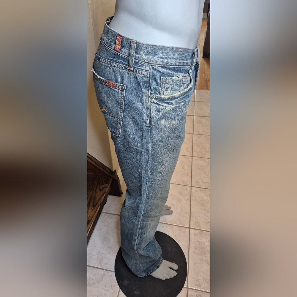 7 For All Mankind Men's Light Blue Bootcut Jeans - Picture 3 of 15